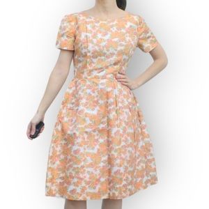 Vintage 60s Floral Print Party Dress XS